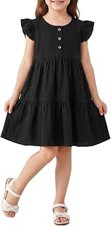 Miipat Baby Girls' Dress, Summer Sleeveless Ruffle Halterneck Toddler Girls Party Beach Skirts Casual Wear 18 Months - 6 Years 3T - 4T Black