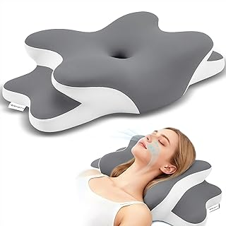 Sleep Apnea Pillow with Neck Pain & Snoring Relief -Orthopedic Cervical Pillow,Ergonomic Contour Memory Foam Pillow for Side, Back,Stomach,Dreamers,Medium Firm (Darkgrey, Queen Size 25"lx15"wx5.8"h)