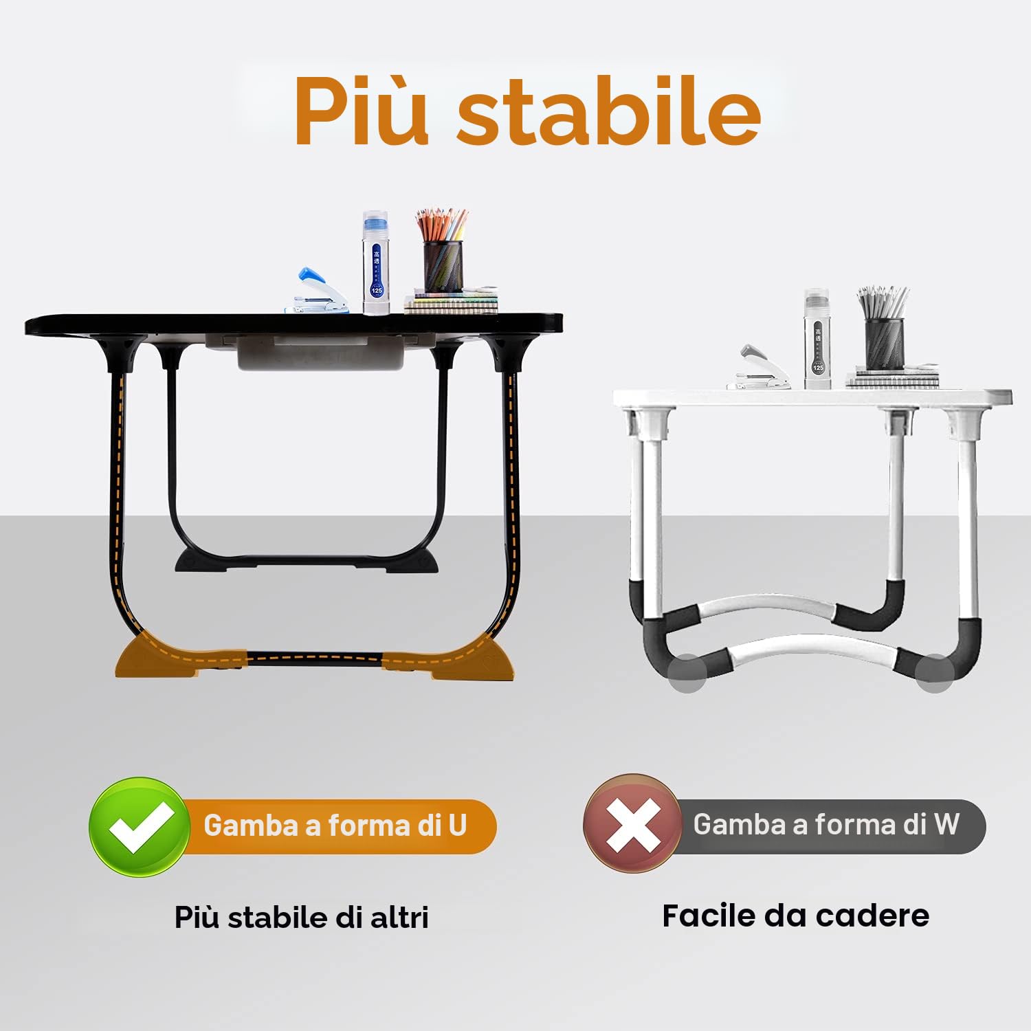 Amaredom - Vassoio da Scrivania per Computer Portatile, Pieghevole, Portatile, Supporto da Lettura con Cassetto e Portabicchieri, per Mangiare La Colazione sul Letto/Divano/Divano - Nero