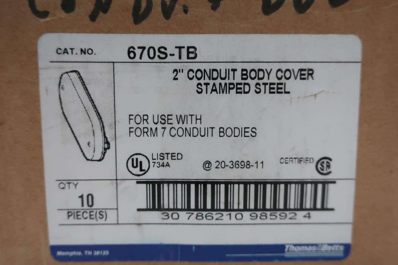 Box of 10 THOMAS&BETTS 670S-TB Stamped Steel Conduit Outlet Body Cover 2IN