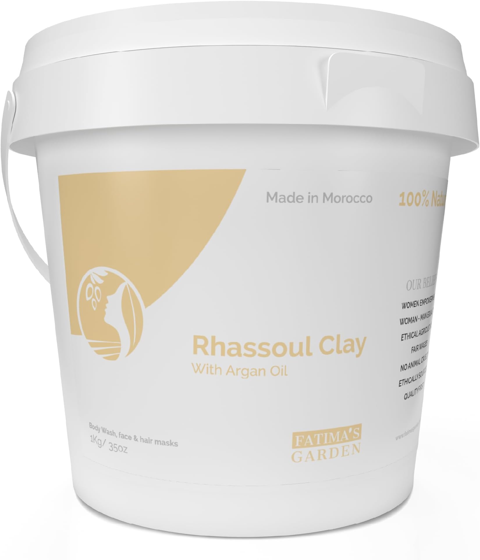 Fatima's Garden Rhassoul Clay with Argan & Eucalyptus - Detox & Soften, 1Kg