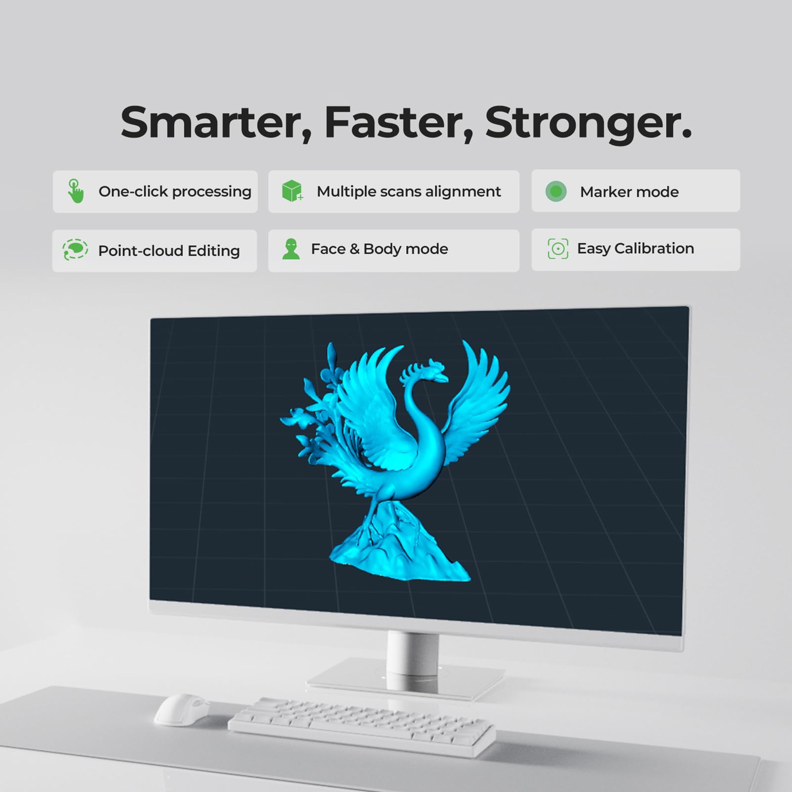 Scanner sans Fil pour 3D avec Suivi Anti-secousse de Précision de 0,05 Mm pour MacOS IOS + Poignée Batterie Numérisation en Extérieur