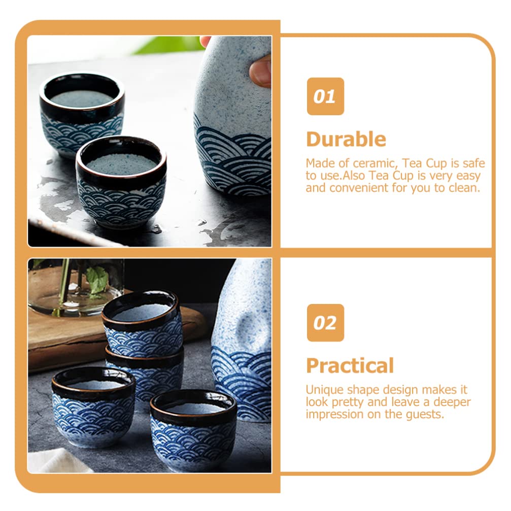 Kichvoe Japanisches Teetassenset und Leicht zu Reinigen 6 Stück aus Keramik mit Rundem Design Multifunktional für Haushalt und Büro