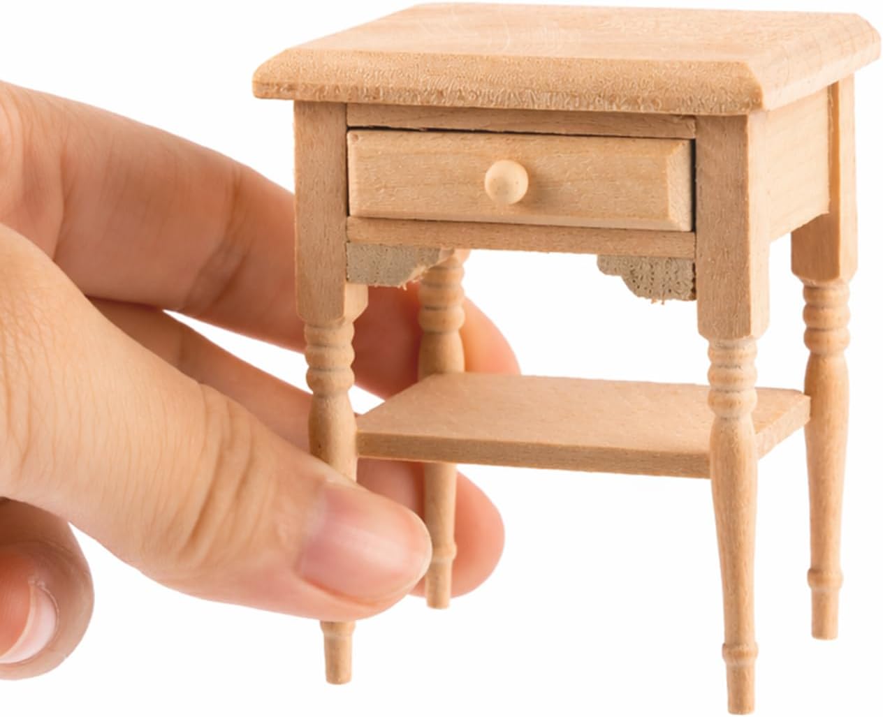 Wooden Dollhouse Kitchen Cabinets with a Sink, 1:12 Scale Miniature Dollhouse Furniture with Doors, Drawers and Faucet Details, Natural Wood Doll House Accessories for Kitchen, Room Box Decor