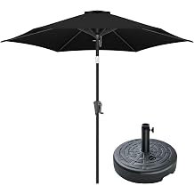 FLAME&SHADE 9ft Patio Umbrella Outdoor with Base included - Table Umbrella with Stand for Garden, Deck, Backyard, Lawn, Pool and Beach