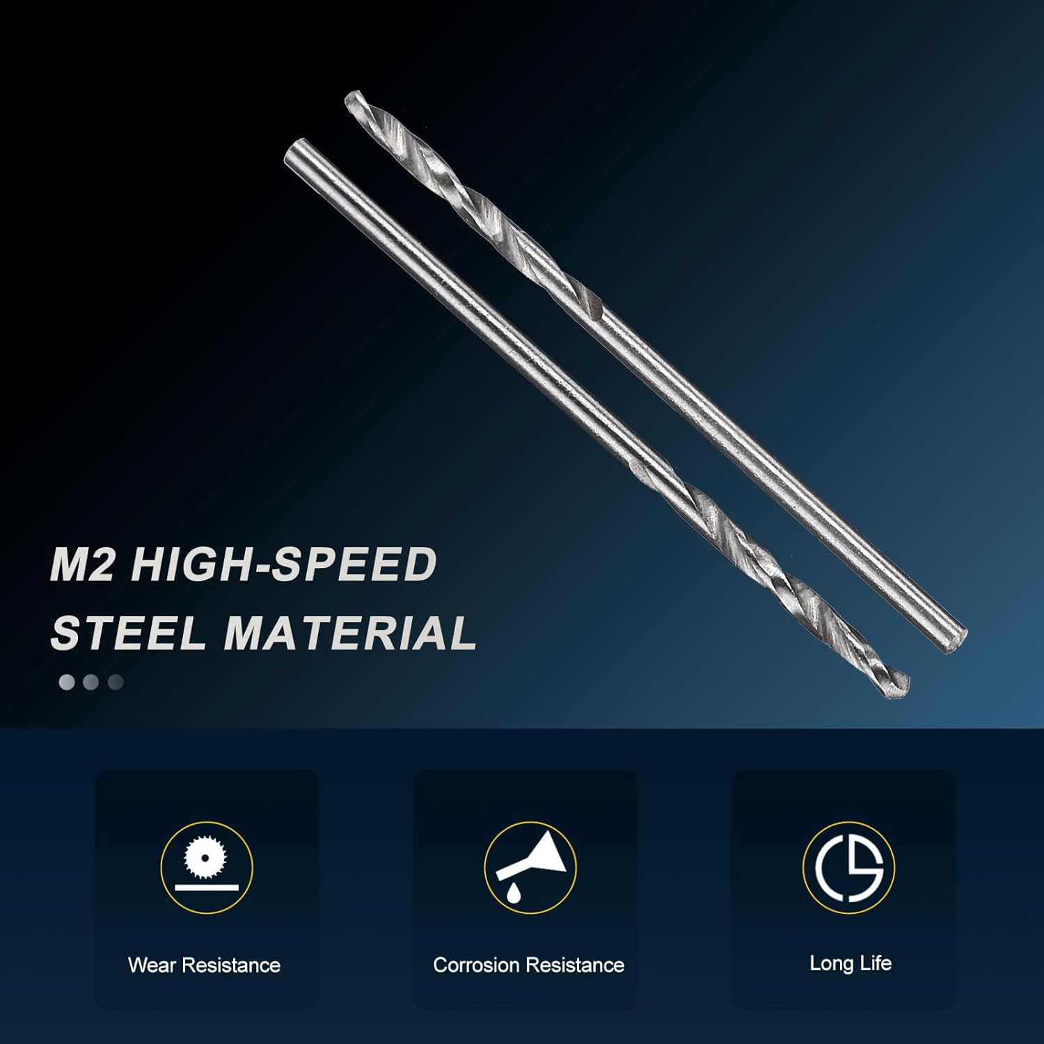 PATIKIL #60 Drill Bit, Micro Jobber Straight Shank M2 High-Speed Steel 118° Uncoated Bright for Stainless Steel Hard Metal - 12 Pack
