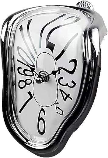 Melting Clock, Melting Clock, Arabic Numerals Quartz Wall Clock, Interior Table Clock, 90 Degree Curved Art Surreal Style Distorted Wall Clock Decor