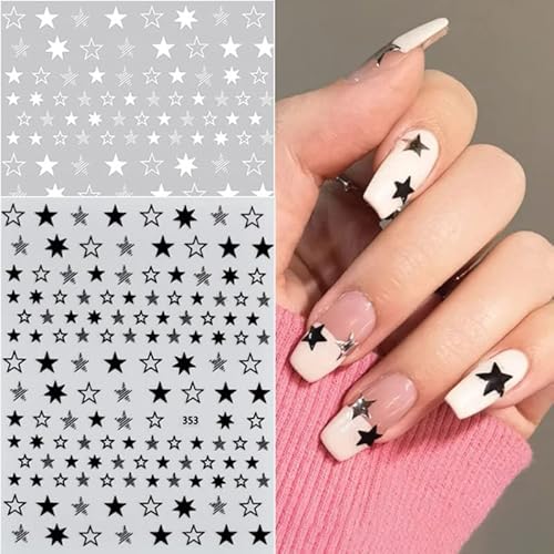 Star Nail Art Stickers Decals Nail Design Supplies 3D Self-Adhesive Nail Slider Stars Stickers Manicure Accessories For Women Girls Diy Nail Art Tips Decor 8 Sheets #TOP6
