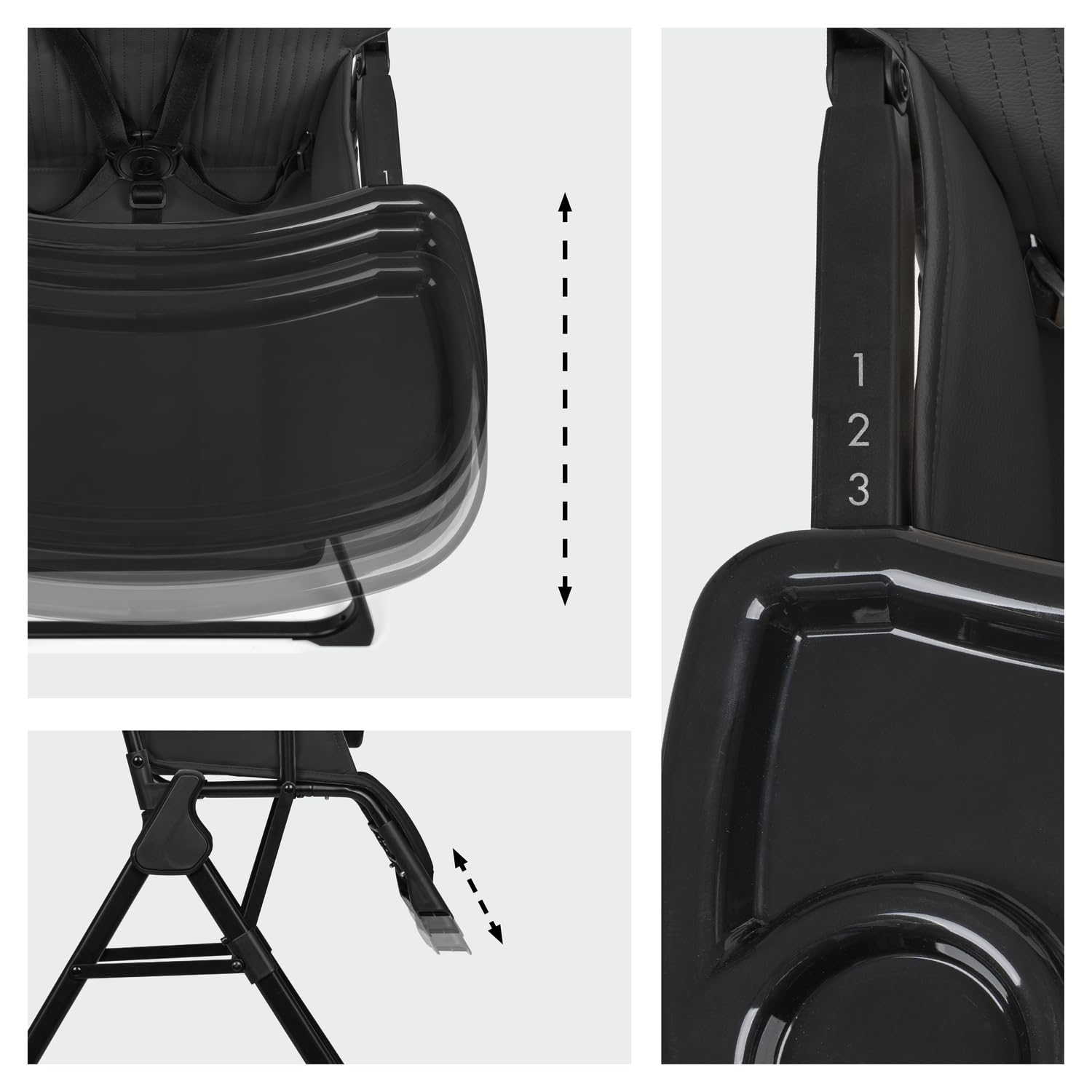 hauck Reisehochstuhl ultraleicht, superschnell klappbar, Sit N Go Black | Essbrett & spülmaschinenfestes Tablett, abwischbarer Bezug, 6 Monate bis 15 kg / 3 Jahre, Mitwachsender Hochstuhl für Kinder