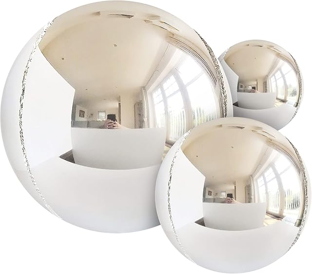 14pcs Silver Foil Balloons Mylar Balloons 22in 15in 10in Silver Balloons Different Sizes Large Metallic Silver Balloons Chrome Balloons Decor| 360 Degree 4d Round Helium Balloons Silver Balloon