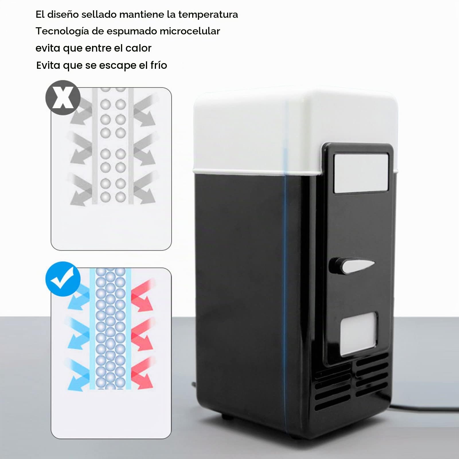 Mini Nevera USB, Mini Frigorífico Portátil con Refrigeración Aislada, Nevera USB Refrigerada por Semiconductor de Bajo Ruido para Coches, Hogares y Oficinas