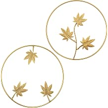 Goodangie00 2Pcs Metal Gold Maple Leaf Wall Art - 9.5" Handmade 3D Botanical Modern Tropical Silhouette Hanging Sculptures for Living Room Bathroom Bedroom Office, Boho Decor Gift