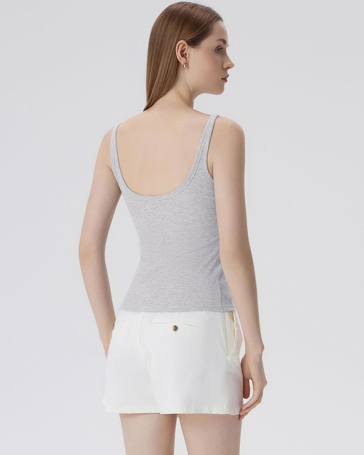 SUUKSESS Women Padded Cotton Ribbed V Neck Tank Top Summer Basic Going Out Tops - Image 5