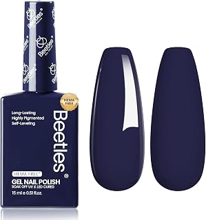 Beetles Navy Blue Gel Polish - Eclipse Blue Classic Gel Polish HEMA-Free Nail Polish Long-Lasting Soak Off UV LED Nail Art Gel Home Salon 15ml/0.5 fl oz