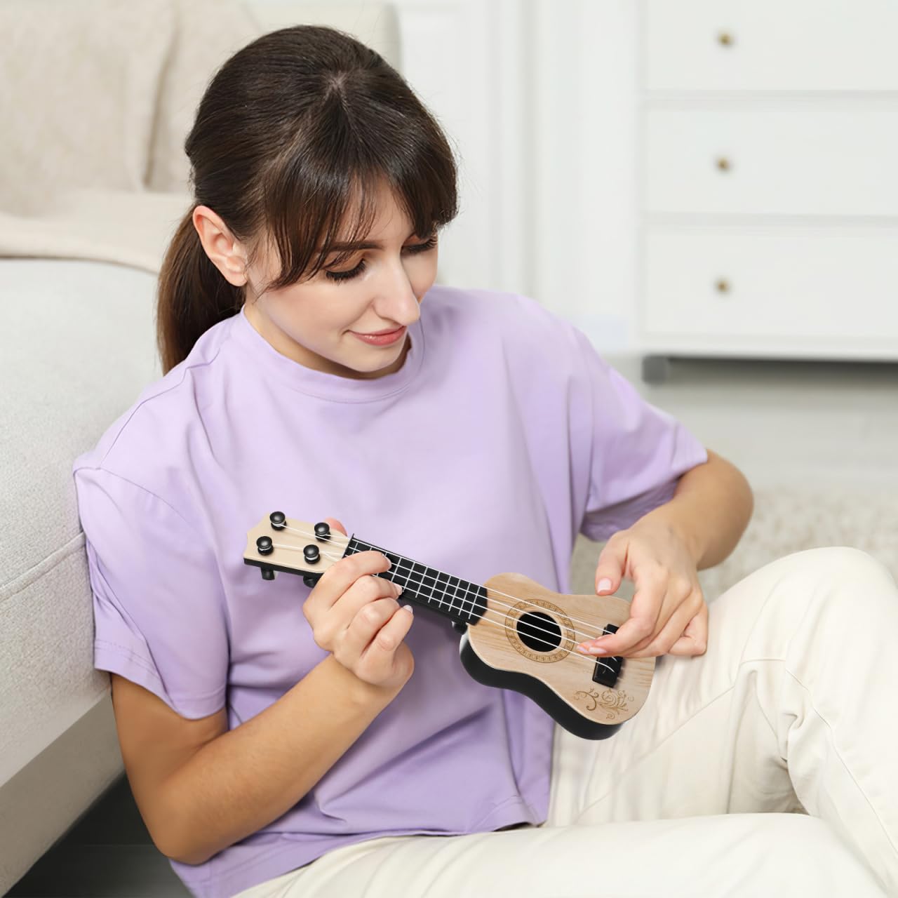 Toyvian Ukulele Per Bambini 9.84 Pollici Giocattolo Musicale 4 Corde Strumento Educativo Sicuro Per Apprendimento Musicale Bambini 3-6 Anni Con Suoni Realistici