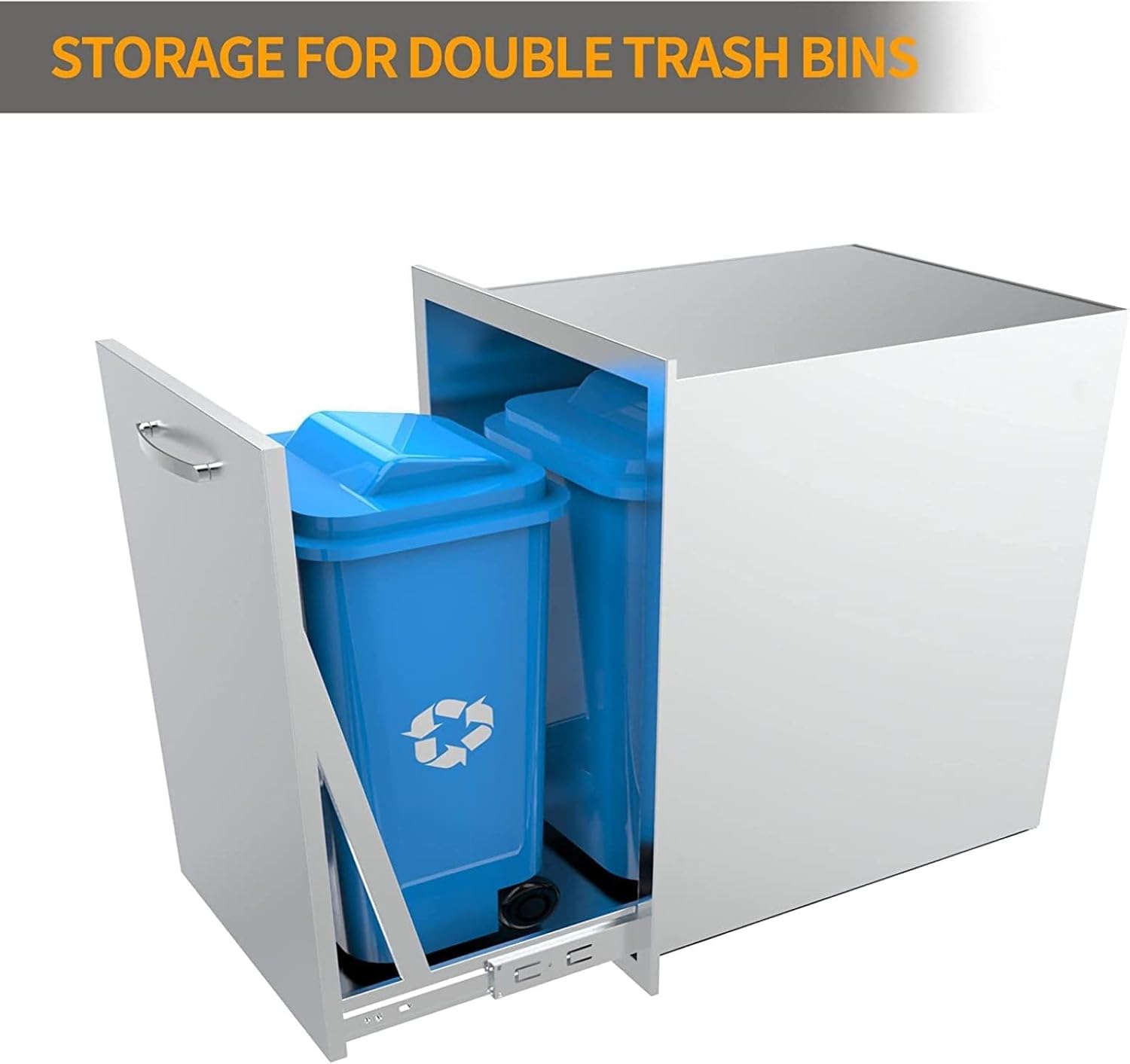 Propane Drawer Built-in Single Trash Drawer Pull-Out Tray Stainless Steel Trash Drawer Storage Trash Bins Or Propane Tank for BBQ Island Grill Station,20" W X 27" H X 24" D