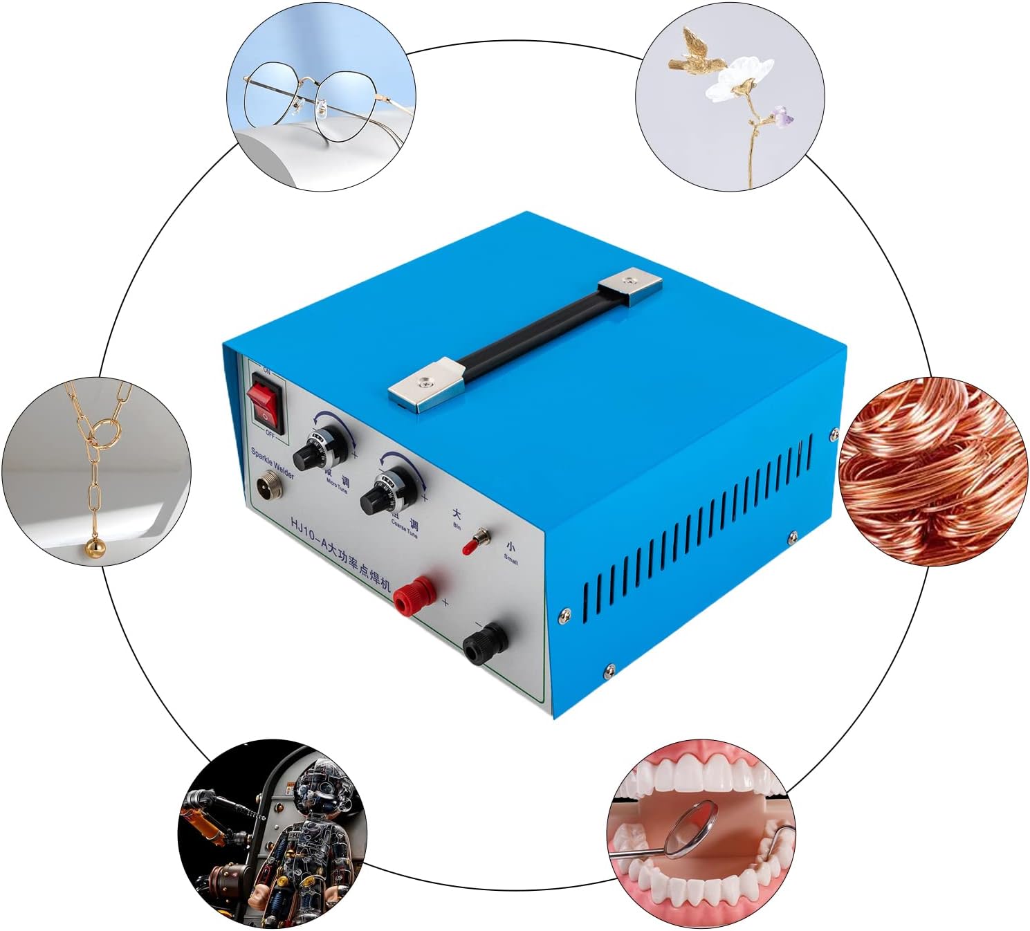 Handheld Spot Welder, 500W Portable Welder Machine Adjustable Welding Speed Machine with Spot Welding Gun, DIY Welding Tool Soldering Equipment for Jewelry Gold Silver Iron