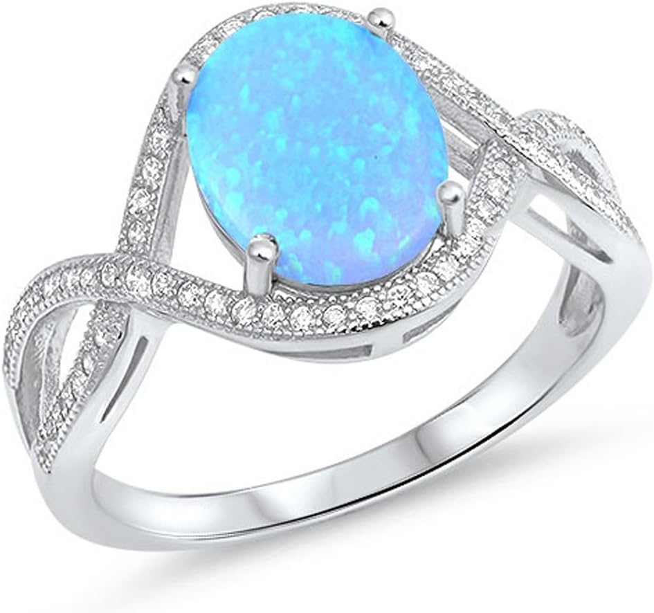 CHOOSE YOUR COLOR Sterling Silver Oval Infinity Ring