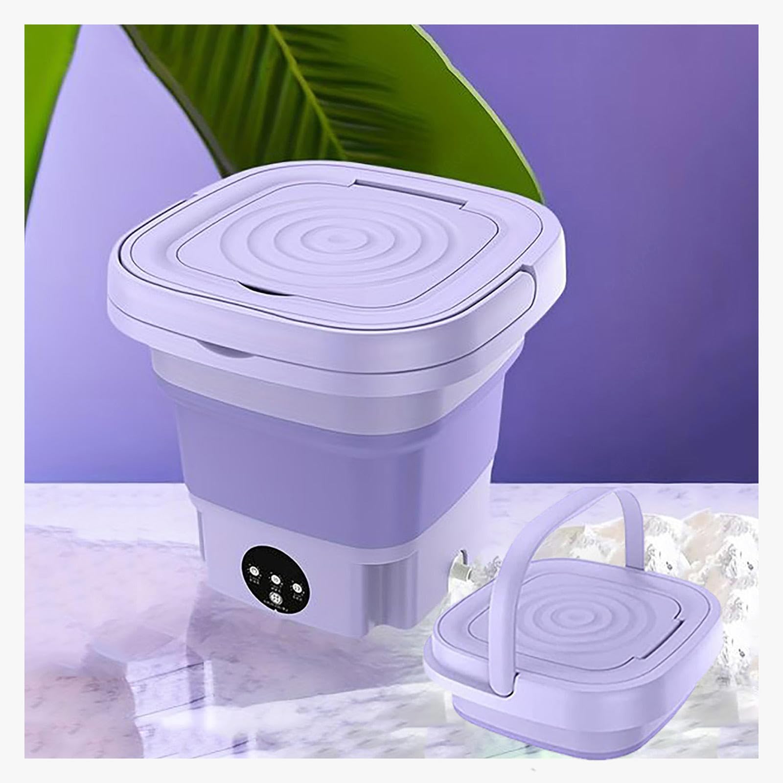 Lavatrice da Campeggio, 8L Lavatrice Portatile Con Centrifuga con Turbina a Ultrasuoni,Touch Screen Lavatrice Portatile per Biancheria Intima,Calzini,Viaggiare,Campeggio,Purple