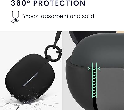 kwmobile Case Compatible with Xiaomi Redmi Buds 6 Pro - Silicone Headphones Cover with Hand Strap - Black