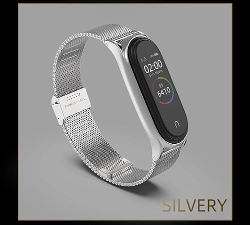 Correa de repuesto para Amazfit Band 5, correa de metal compatible con Amazfit Band 5, accesorios de pulsera de acero inoxidable (plateado)