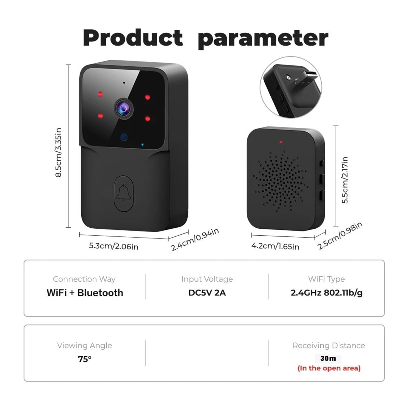Cámara de Timbre inalámbrica WiFi Inteligente Compatible con