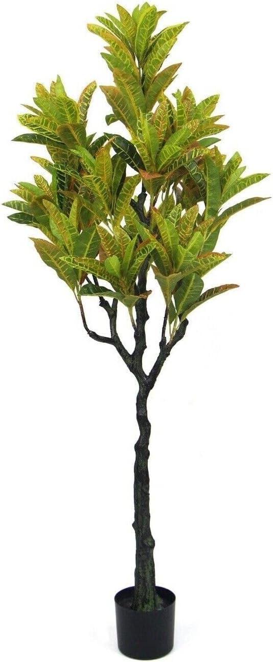 HYGRAD Large Artifical Home Plants Indoor Fake Decorative Plant Pots Exotic Tree Plants Floor Standing Artifical Plants Palm Tree Snake Plants (Ficus Elastica Variegata)