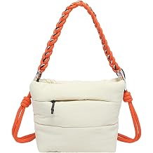 Women Cotton Cloud-Shaped Bucket Bag with Zipper - Casual Sports Shoulder Handbag for Daily, Office, Workout, and Social Occa