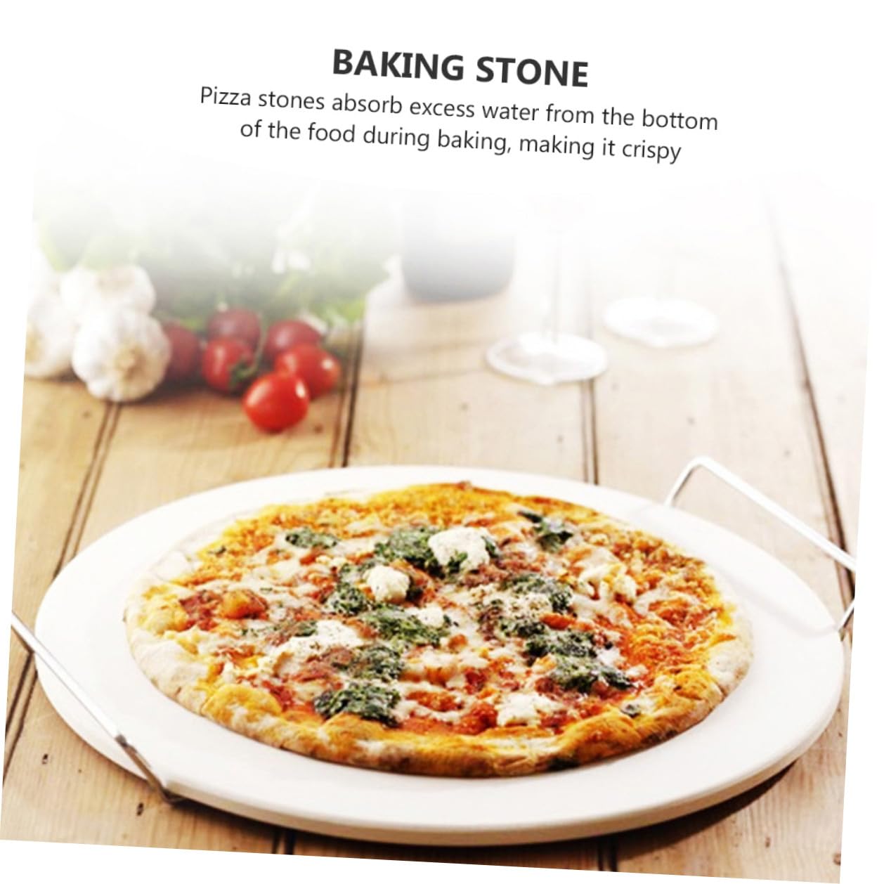 iplusmile Piedra y al para Pizza Calor Resistente Cordierita de Herramienta para Hornear Superficie Delicada Pulida, Adecuado para Horno y Parrilla