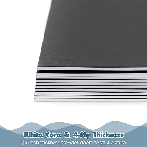 Miniatura 29 de Golden State Art, Paquete de 25 tableros negros sin cortar de 11 x 17 pulgadas, ideal para fotos, fotos, marcos, sin ácidos, núcleo blanco