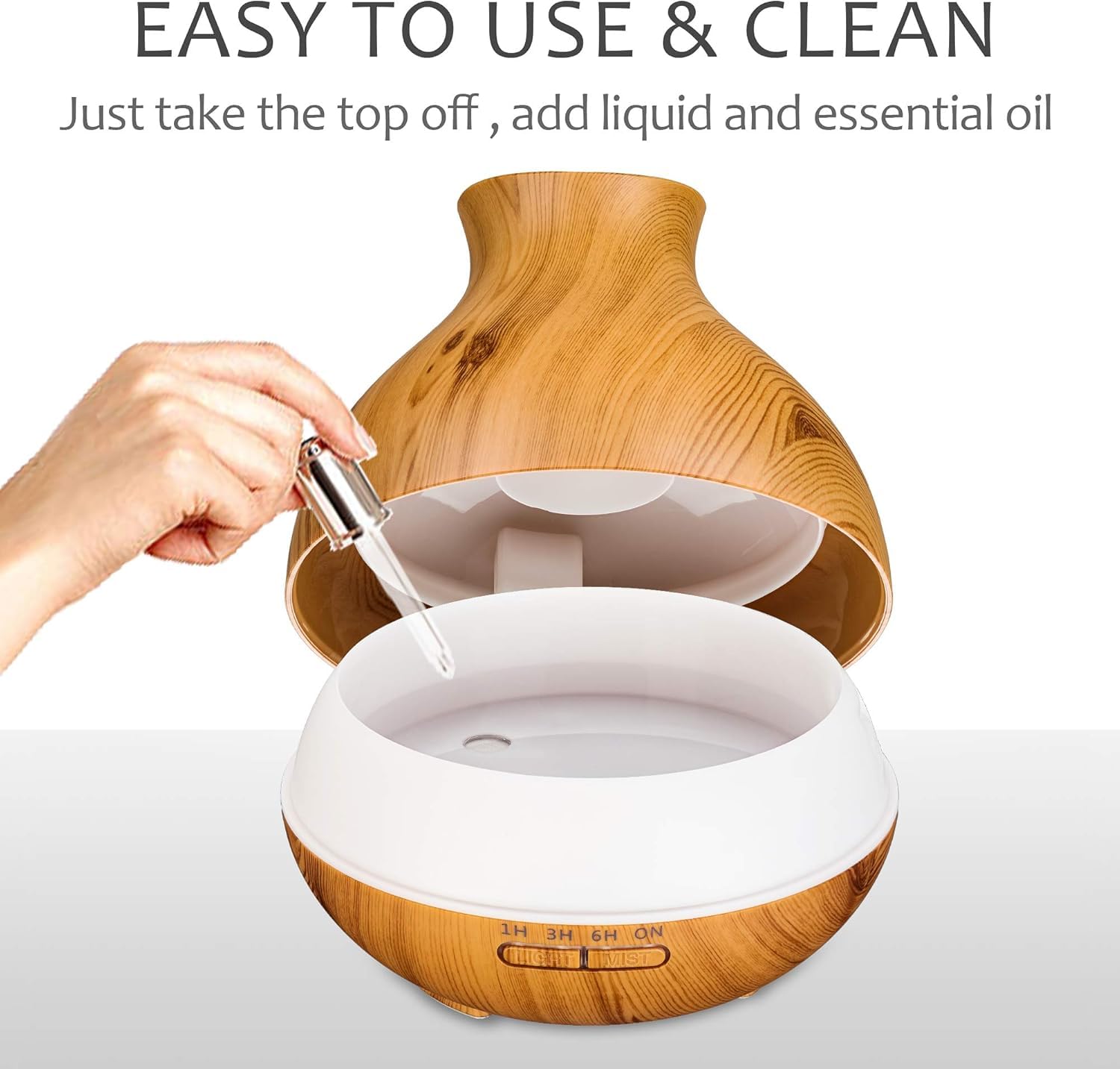 Difusor de aceites esenciales de aromaterapia, 550 ml, 12 horas, difusor de aroma de grano de madera con temporizador, humidificador de niebla fría para habitación grande, hogar, dormitorio de bebé