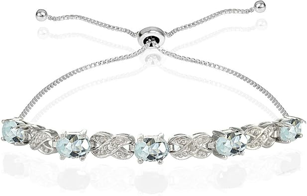 Ice Gems Sterling Silver Genuine Aquamarine Infinity Adjustable Bracelet