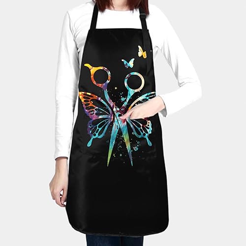 Miniatura 5 de Giwawa Delantales de peluquería para mujer, divertidos delantales de corte de pelo para salones de hogar