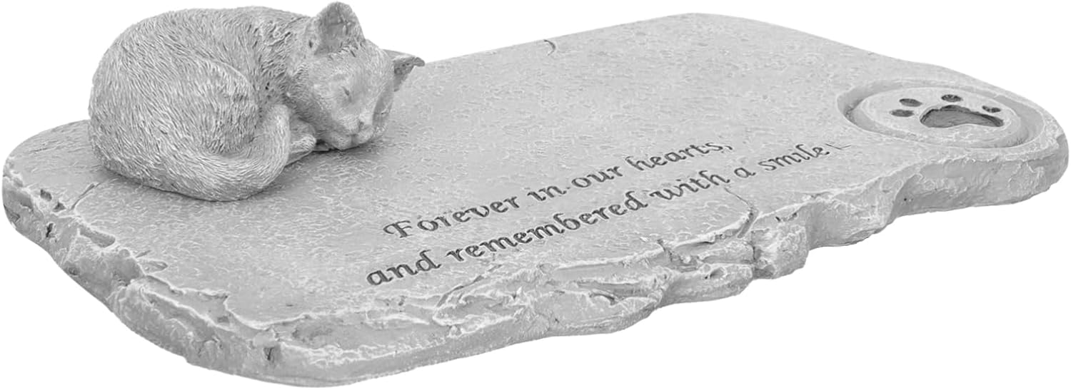 Milisten Pet Memorial Gifts Cat Resin Kitten Design Tombstone Ornaments Outdoor Memorial Stone Decor
