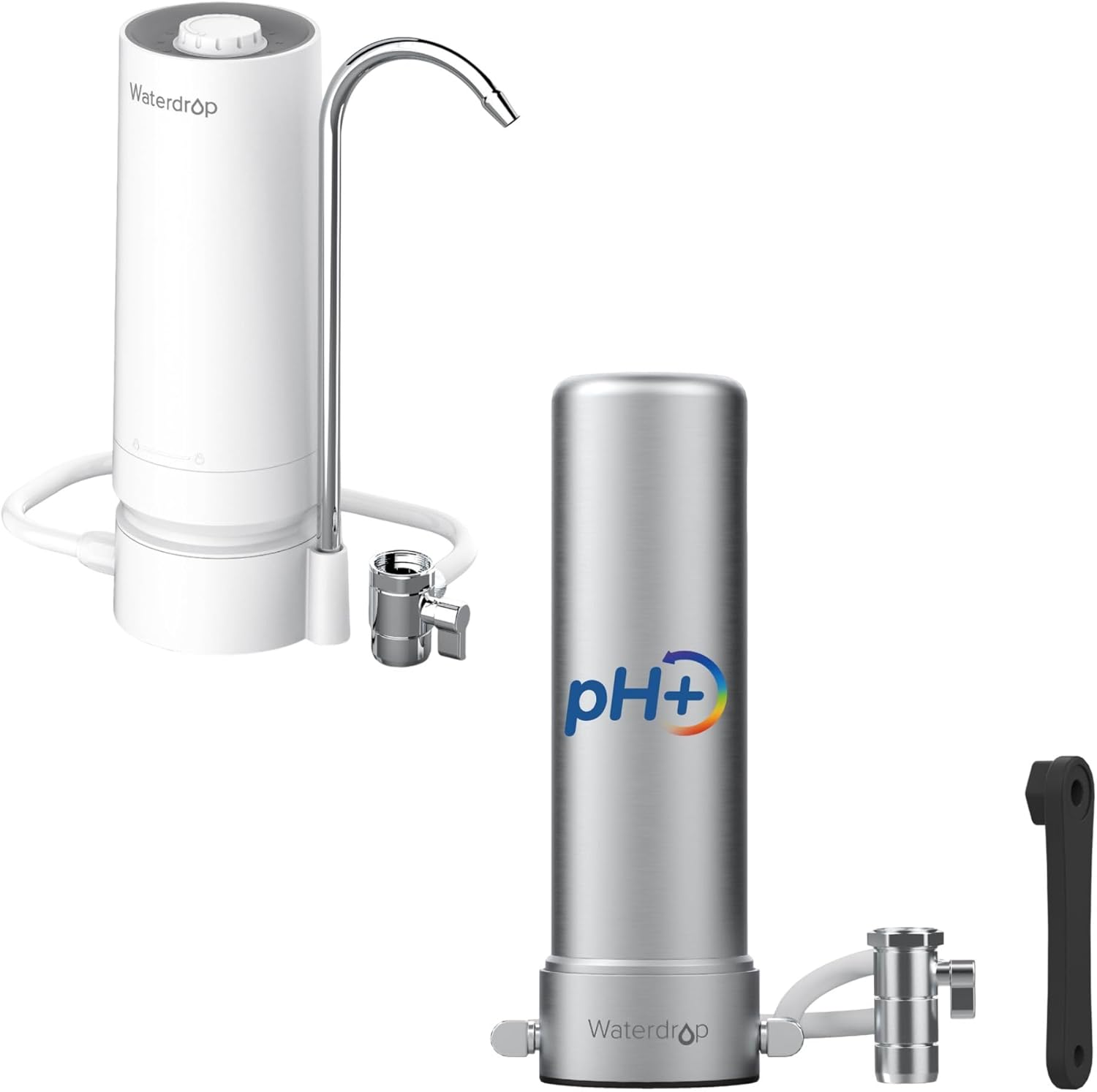 Waterdrop Alkaline Countertop Water Filter & Countertop Water Filter Reduces Heavy Metals, Bad Odor, and 99% Chlorine (2 Filter Included)