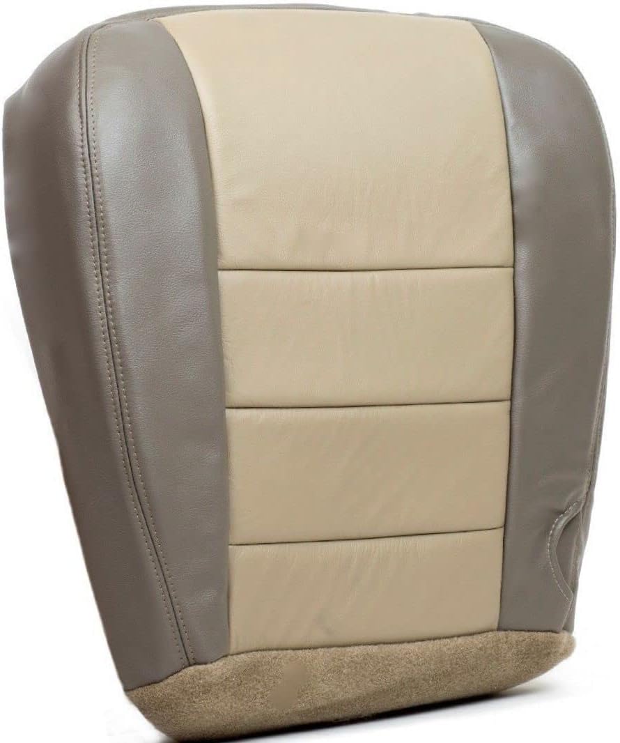 2002 to 2004 for for Ford Excursion 2-Tone Tan Leather Driver Bottom Seat Cover + Foam