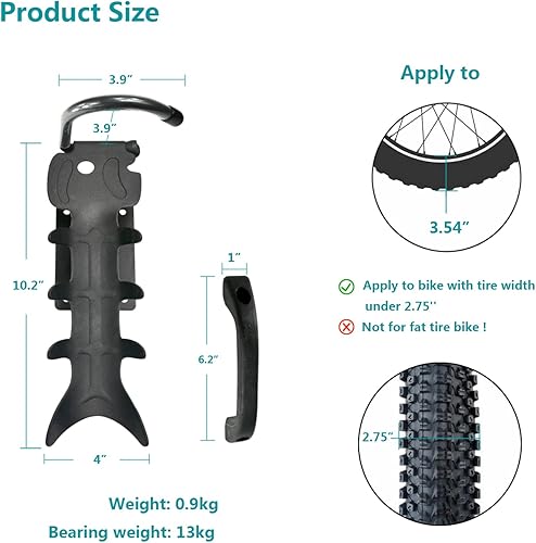 Miniatura 6 de ZJ RIGHT - Soporte de pared giratorio para bicicleta, soporte vertical para almacenamiento interior para 1 bicicleta en garaje o hogar, soporte de