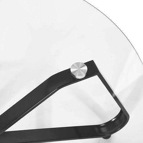 Miniatura 5 de Mesa central redonda de metal negro con tapa de vidrio templado de 31.5 pulgadas, círculo pequeño moderno para sala de estar