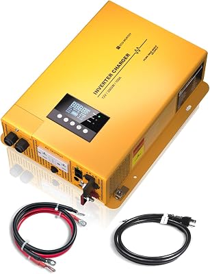 ECO-WORTHY 3000W 12V Pure Sine Wave Inverter Charger,2 in 1 Inverter/Battery Charger,12V DC to 120V AC Converter,25A~100A Adjustable Current Charge,UPS Mode(30ms) Ideal for Off Grid,RV,Home,Cabin