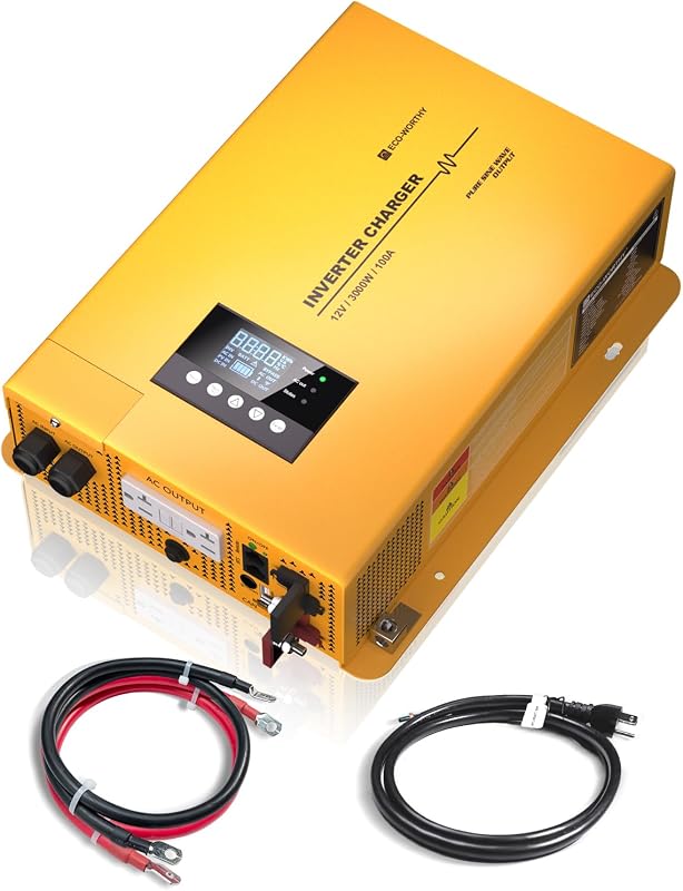 3000W 12V Pure Sine Wave Inverter Charger, 12V DC to 120V AC | 2 in 1 Inverter/Battery Charger,25A~100A Adjustable Current Charge,UPS Mode(30ms) Ideal for Off Grid,RV,Home,Cabin
