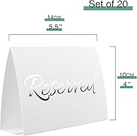 Vista 3 de Paquete de 20 letreros de mesa reservados blancos modernos con letras plateadas, letreros reservados para bodas, accesorios de boda, letreros