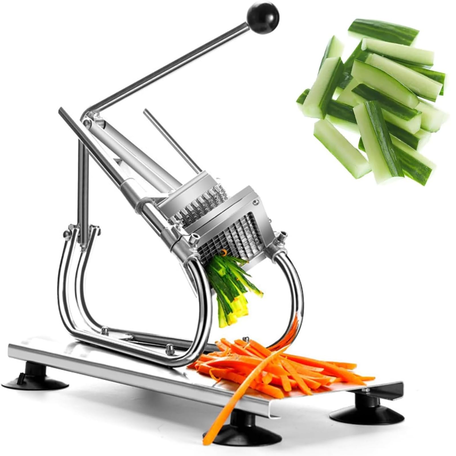 BOOZXCV Manual Cucumber, Stainless Steel Vegetable with 8/10/12mm Blades for Quick and Even Strips, Perfect for Canteens and Vegetable Processing
