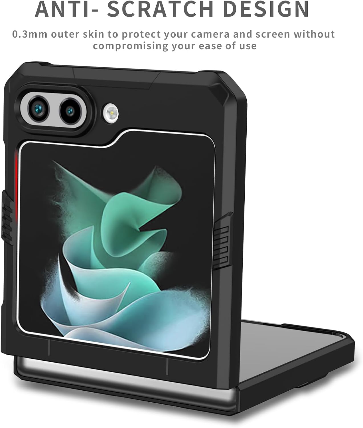 Folding Mobile Phone Case Compatible with Samsung Galaxy Z Flip 5 5G Metal Ring Holder, [Support Car Holder] UV Oily Spray Paint Shockproof Protective Phone Cover Military Cases Black