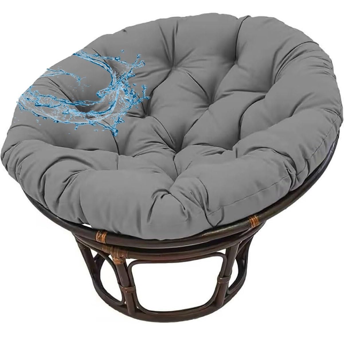 Coussin pour Fauteuil Papasan Imperméable Coussinet Rond,Résistant Aux UV, Extérieur/Intérieur - Grand Coussin De Sol pour Meubles De Jardin Chaise De Balcon(Gris foncé,160cmx160cm)