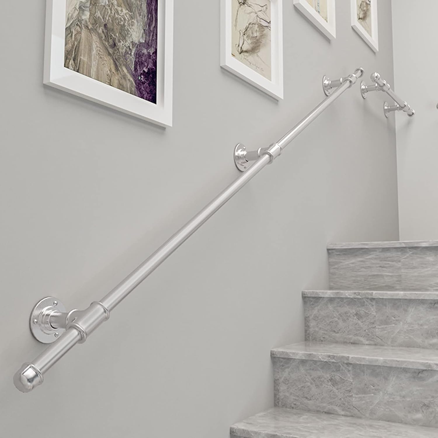 WLZZZ Stair Banister Handrail Silver Banister Rail Support Kit