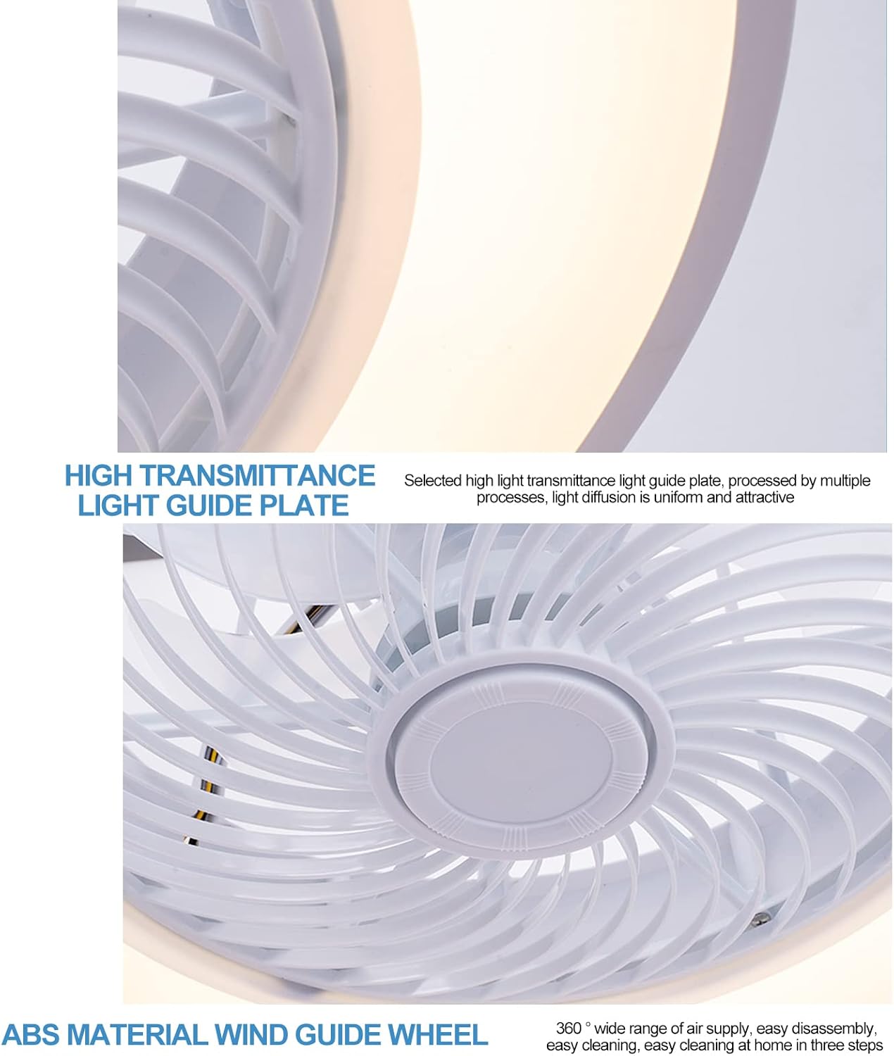 AC110V 220V Ceiling Fan with Light Remote Control Phone APP BT Control 3-Color LED Ceiling Light Dimming 3Speed Wind for Bedroom Smart Mute LED 20in Semi Flush Mount Ceiling Light