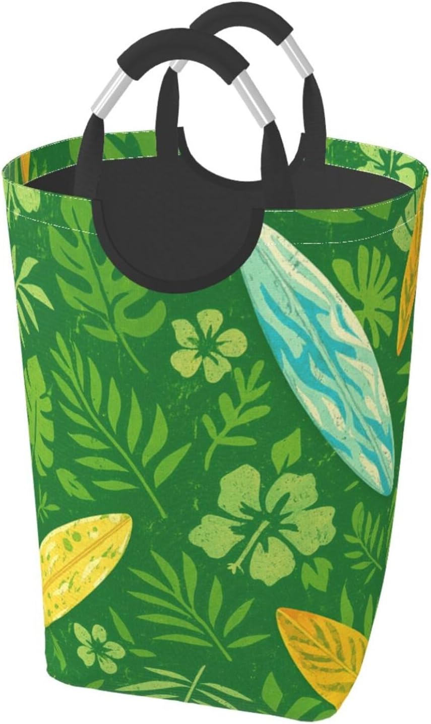 50l Laundry Basket Hawaiian Aloha Floral Waterproof Laundry Hamper Foldable Clothes Laundry Bag With Handles
