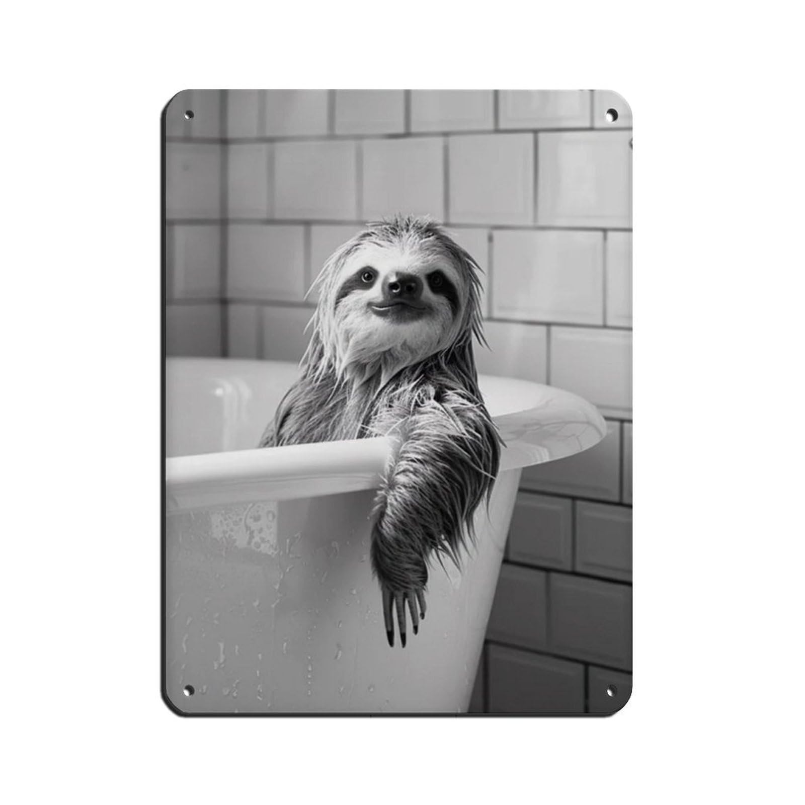 Sloth in The Bathtub, Funny Animal Poster (3) Tin Sign Vintage Metal Pub Club Cafe Bar Home Wall Art Decoration Poster Retro 12x16inch(30x40cm)