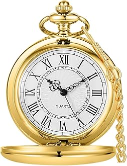Smooth Pocket Watch Alloy Steel Quartz Roman/Arabic Numerals with 37cm Chain for Father's Day Xmas Best Gifts