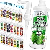 C.P. Sports Getränkesirup zuckerfrei, aspartamfrei, kalorienfrei 1:80 (ca. 80 Liter Fertiggetränk) + Dosierpumpe – Carnitin & Vitamine – Getränkekonzentrat Konzentrat Sirup – Eistee-Zitrone